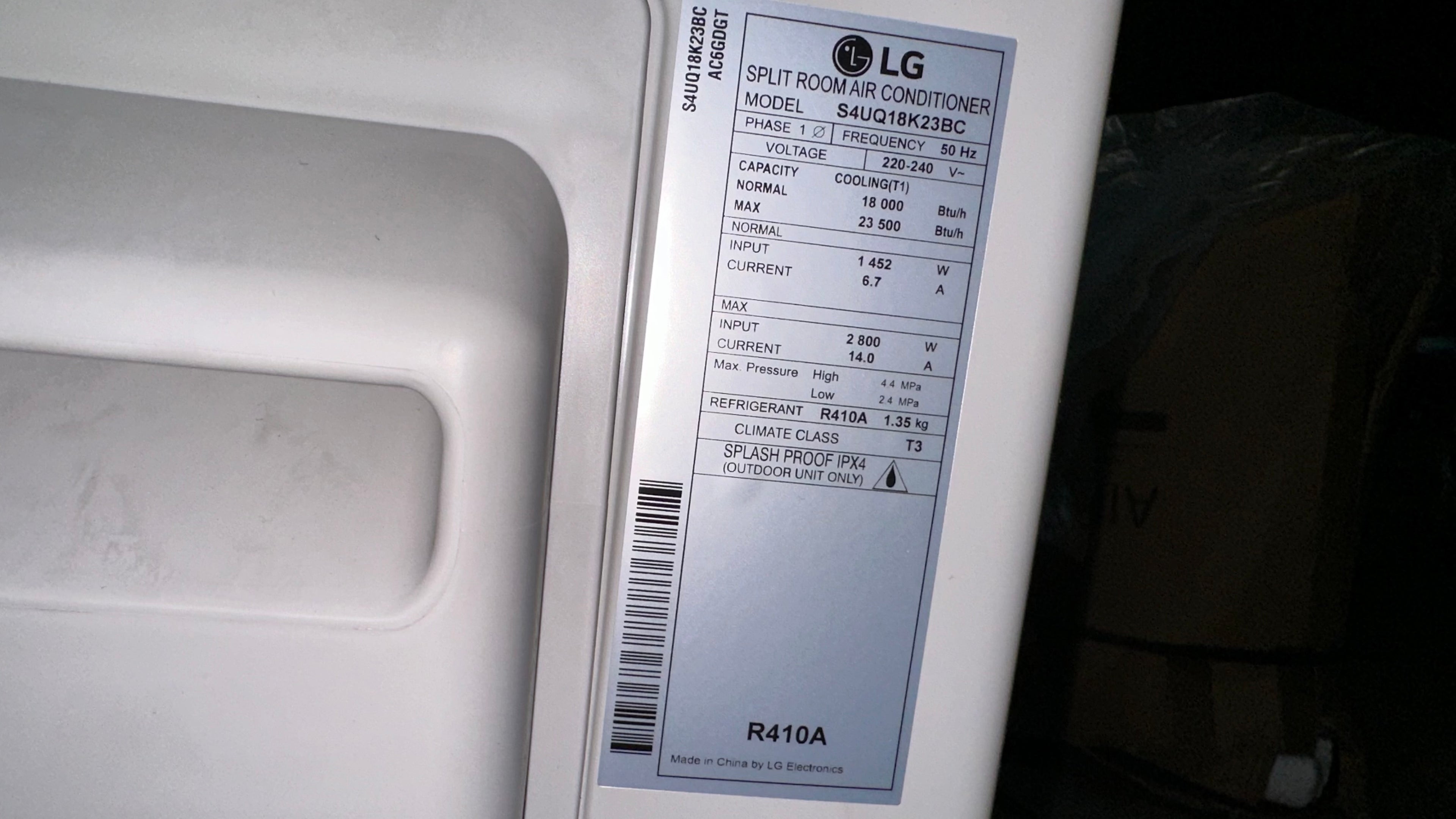 LG S4NQ18K23BC Dual inverter AC T3