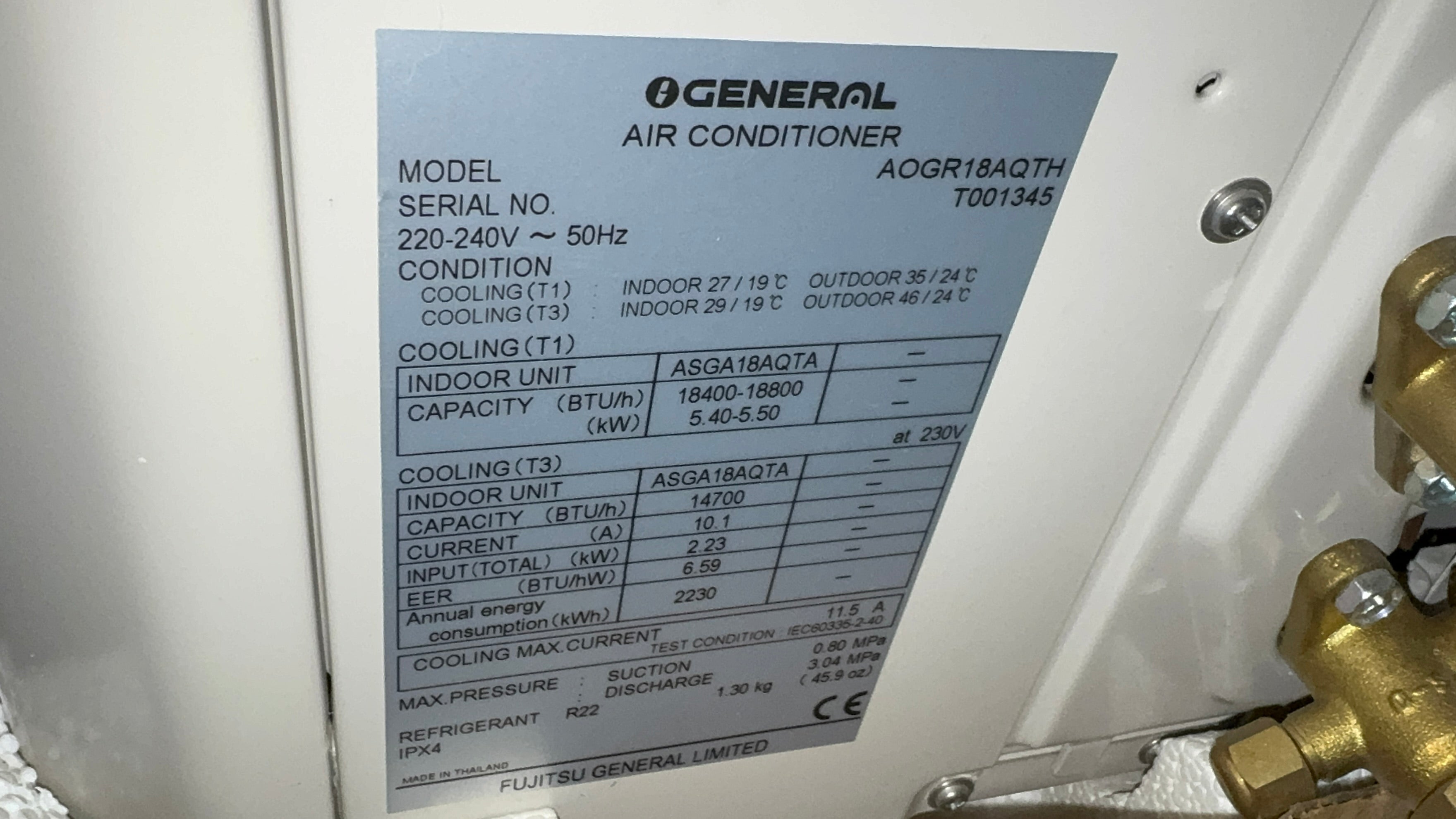 General Split AC ASGA18AQTH AOGR18AQTH Made in Thailand